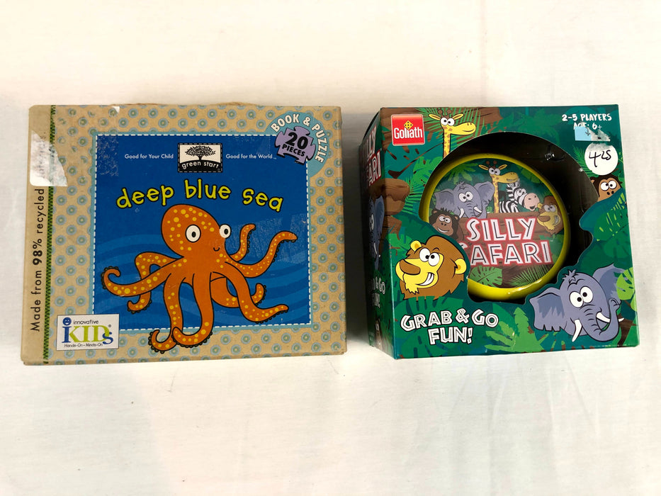 2 Piece Silly Safari Game and Deep Blue Sea Puzzle Bundle