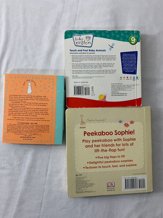3 book set with touch and feel and open flaps books