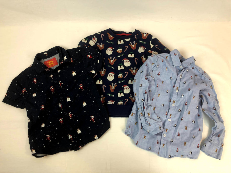 3 Piece Christmas Button Down Shirts and Sweatshirt Bundle Size 5T