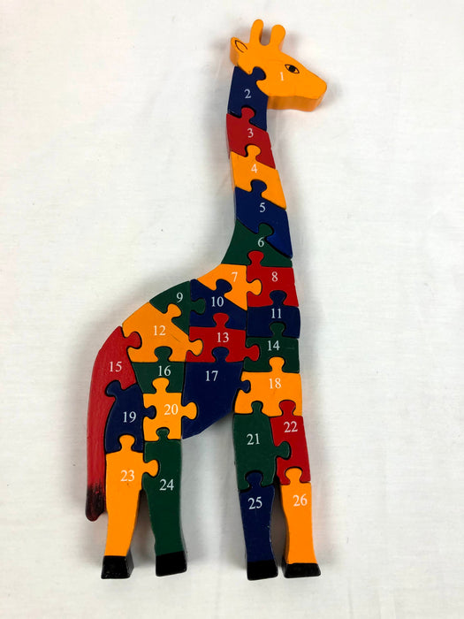 Multi Colored Giraffe ABC and 123 Puzzle Toy