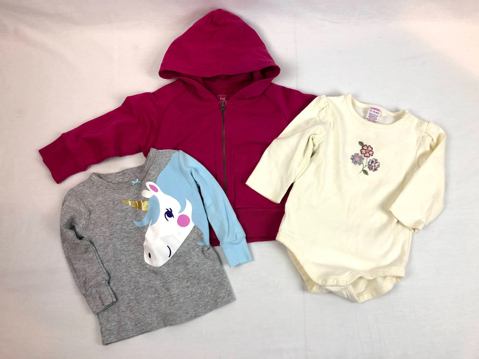3 Piece The Baby Hoodie, Carter's Shirt and Gymboree Onesie Bundle Size 12m