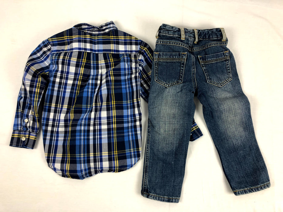 2 Piece Hanna Andersson Jeans and Button Down Shirt Bundle Size 4T
