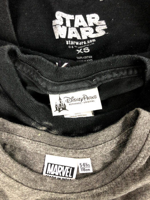 3 Piece Disney Star Wars, Animal Kingdom and Marvel T-Shirt Bundle Size 5/6