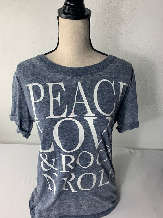 Forever 21 Peace Love & Rock & Roll Shirt Size Small
