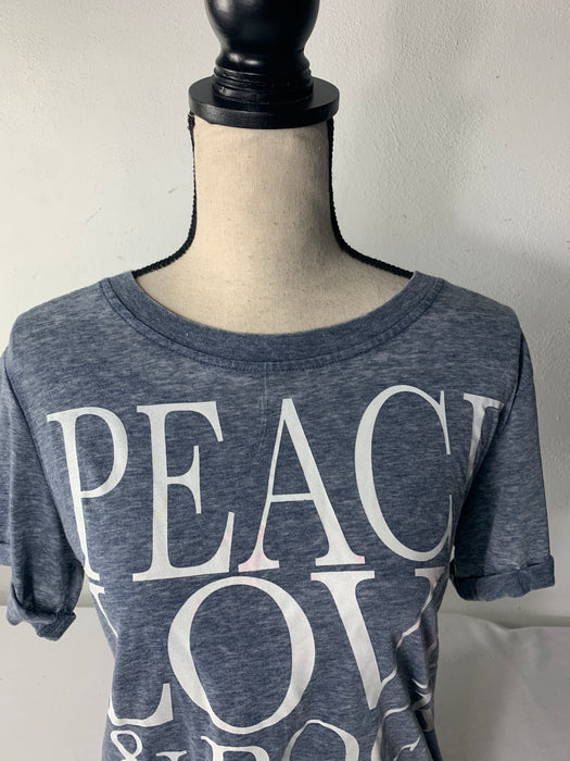 Forever 21 Peace Love & Rock & Roll Shirt Size Small