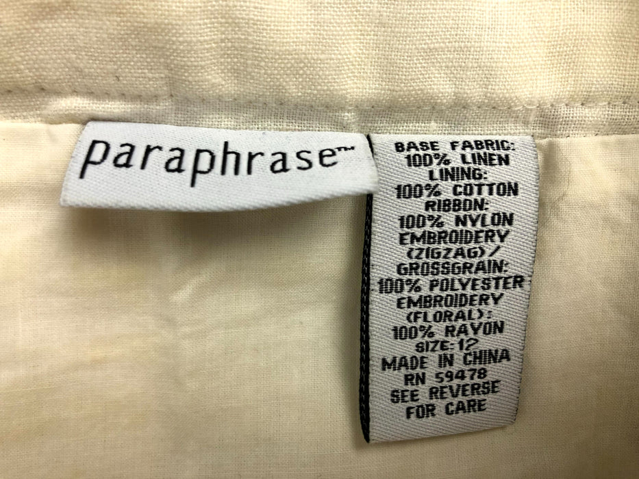 Paraphrase Linen Skirt Size 12