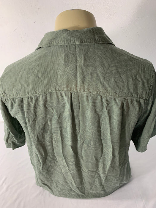 Breakwater Leaf Print Silk Shirt Size Small