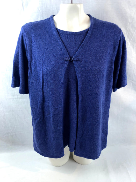 Sag Harbor Short Sleeve Blue Sweater Size L
