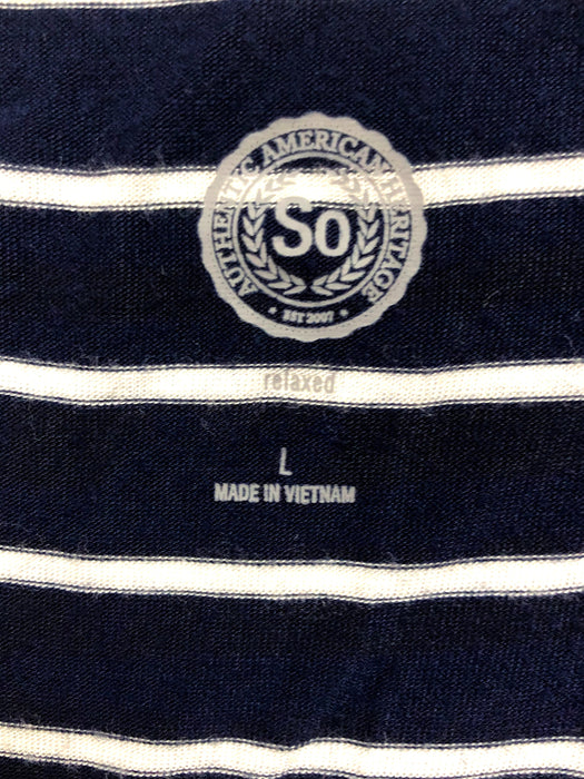 Authentic American Heritage So Brand Navy Striped Shirt Size L