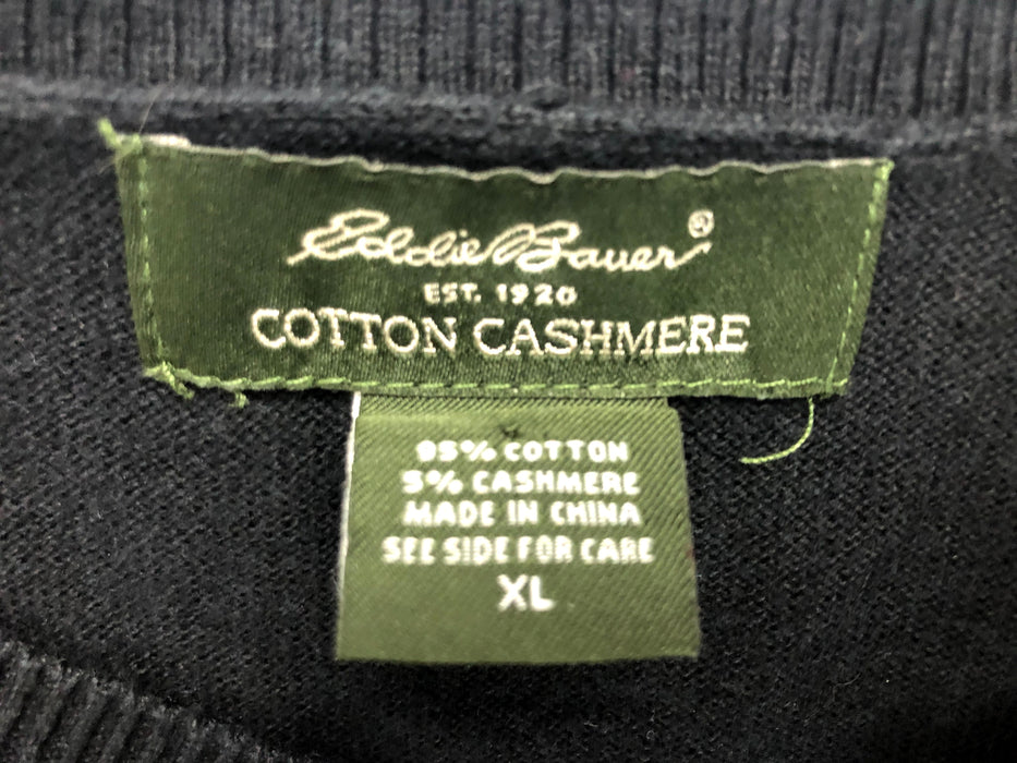 Eddie Bauer Cotton Cashmere Black Sweater Size XL