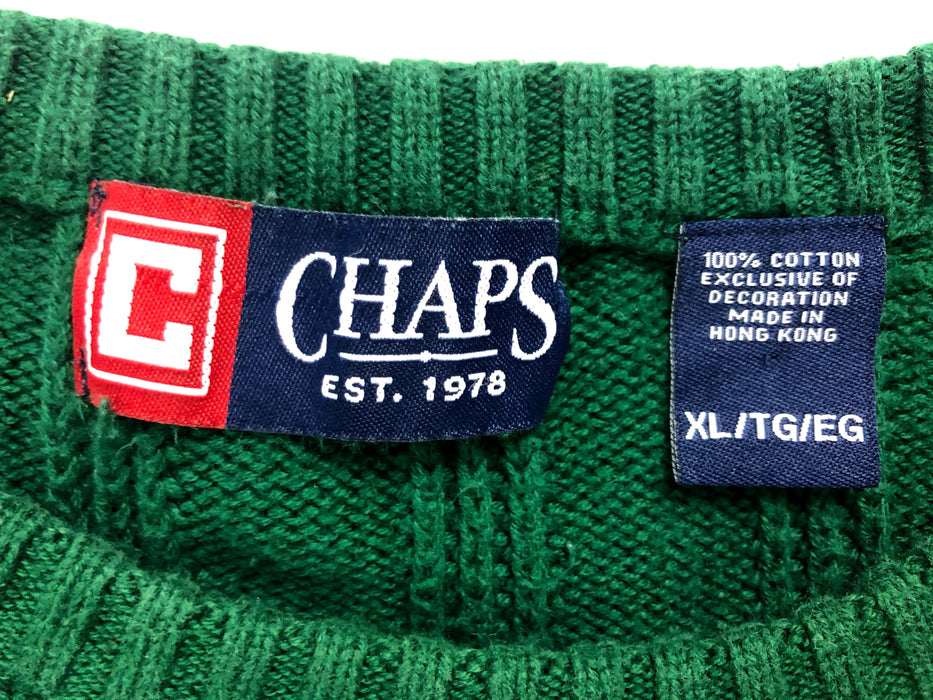 Chaps Green Cotton Sweater Size XL