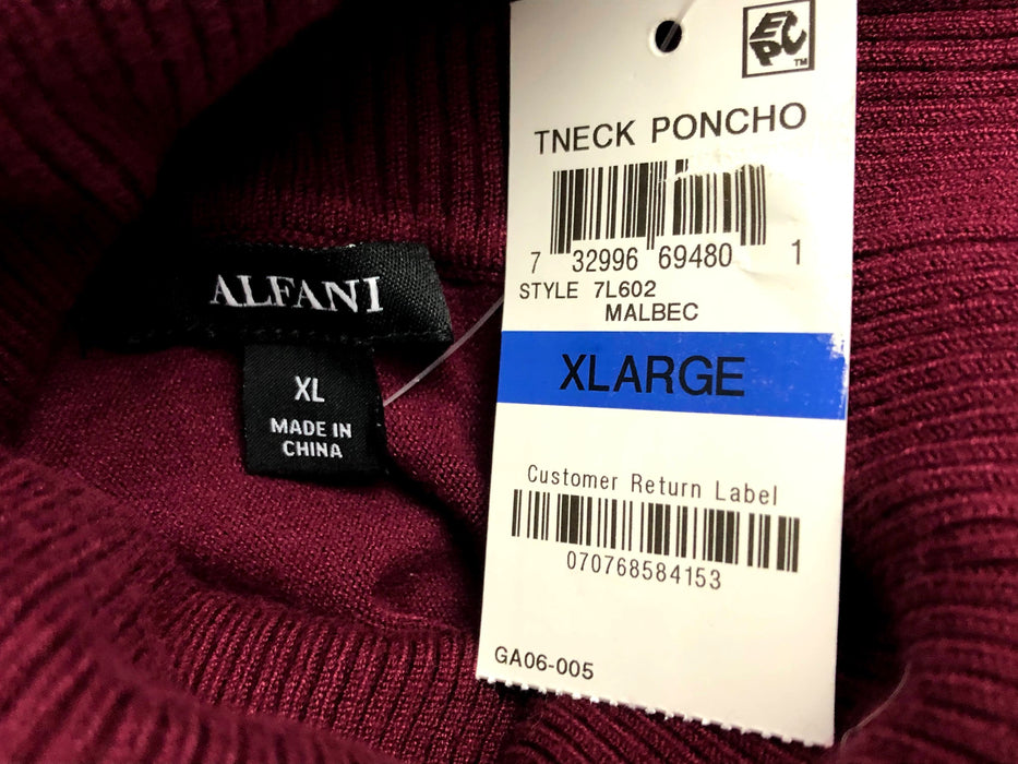 New Alfani Turtleneck Poncho Sweater Size XL