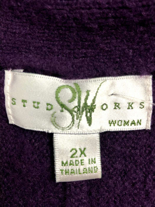 Studio Works Purple Cardigan Sweater Size 2X
