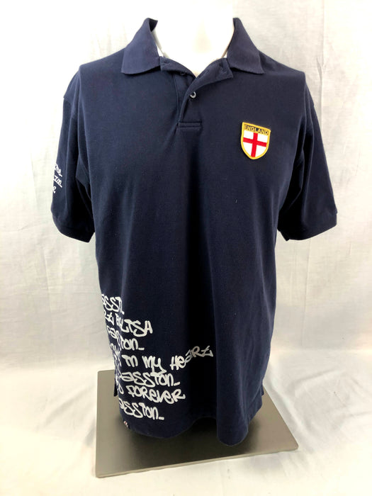 England 04 Blue Polo Shirt Size L