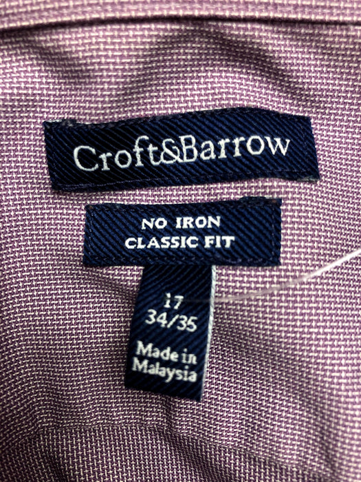 Croft & Barrow Purple Button Down Cotton Shirt Size 17 34/35