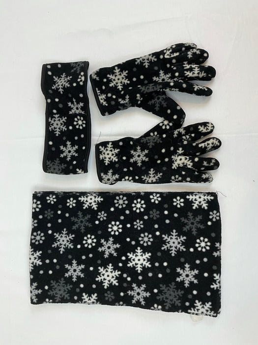Winter set of gloves scarf and head band