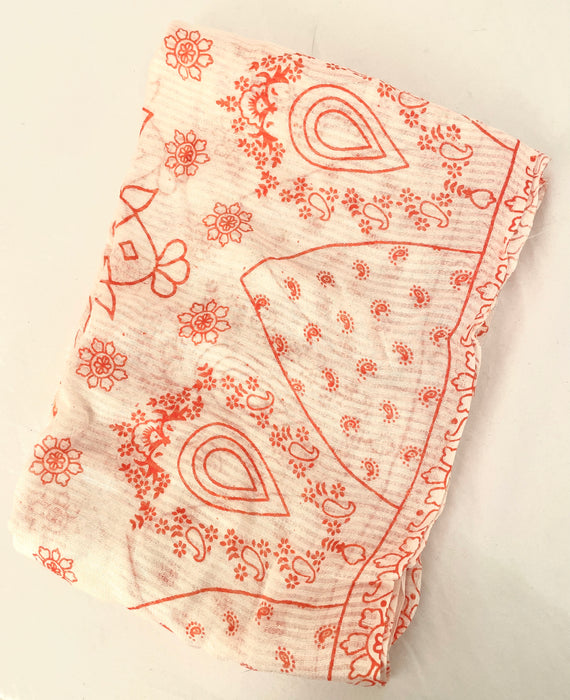Peach & Cream Scarf with floral pattern