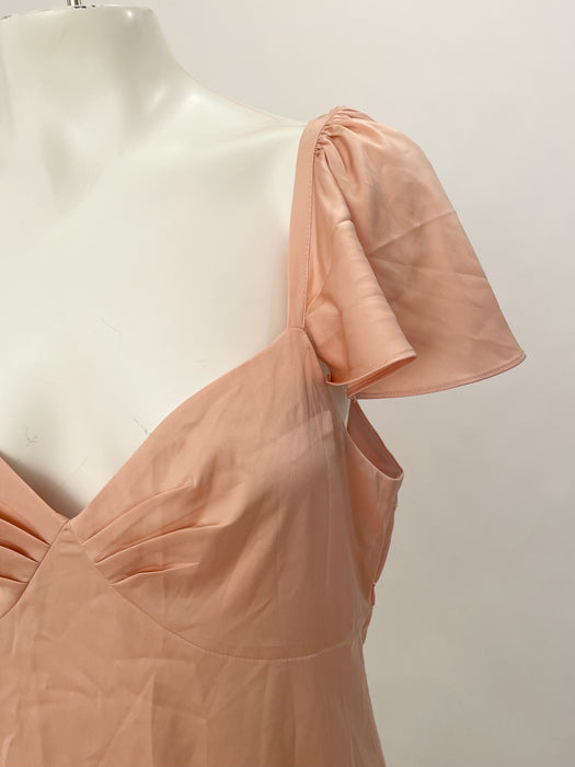 Zana Light Pink Satin Midi Slip Dress Size_XL