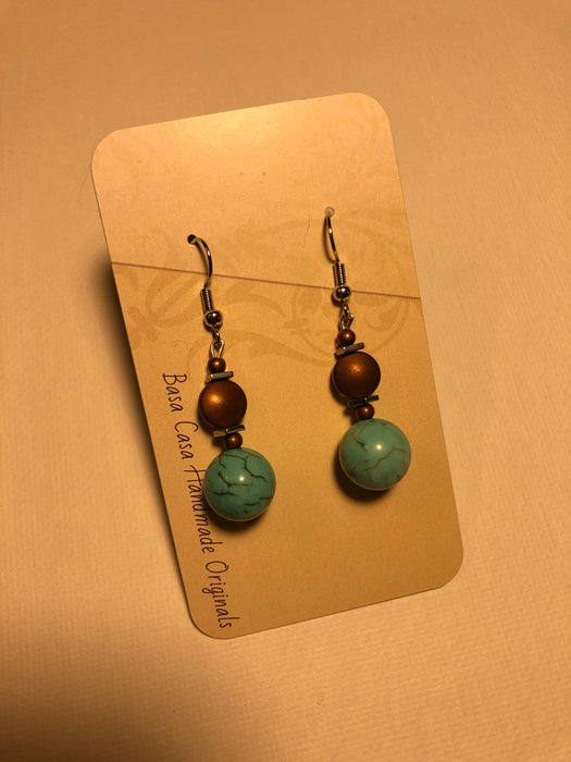 New Handmade Beaded Earrings with Turquoise