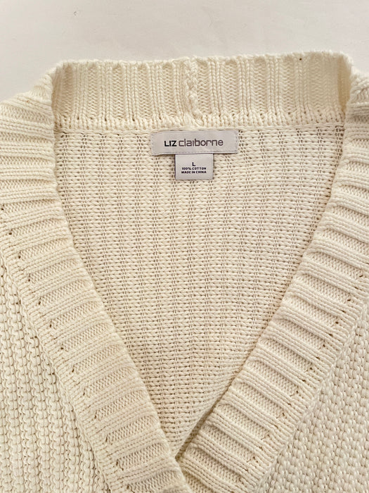 Liz Claiborne Fall / Winter Cream Cotton Cardigan Size_ L