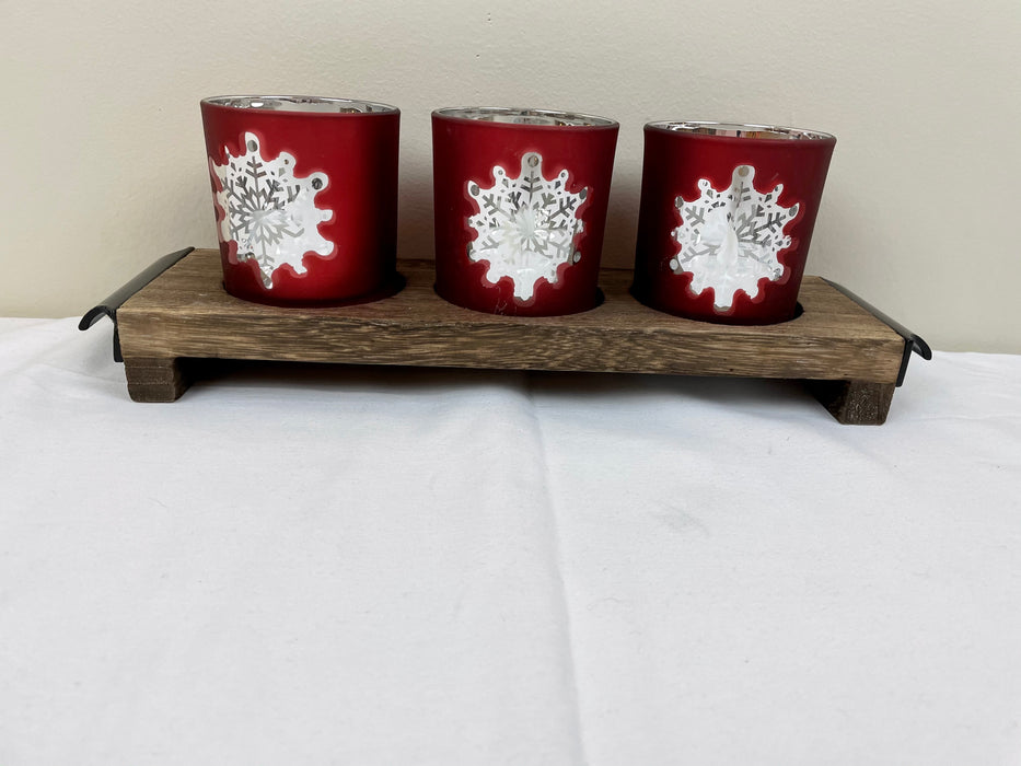 Hallmark tray with three candle holders