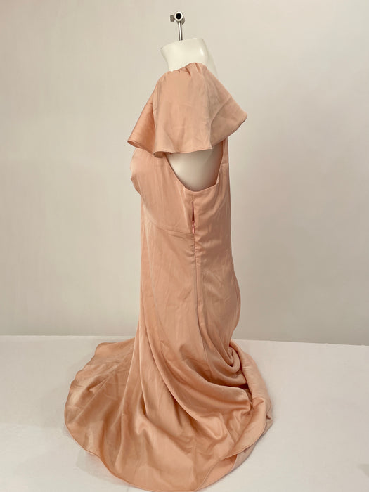 Zana Light Pink Satin Midi Slip Dress Size_XL
